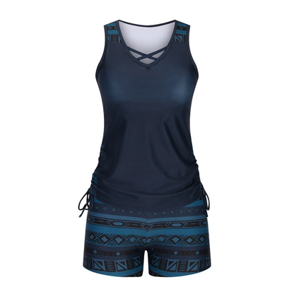 ⏰LAST DAY 50% OFF - Miraclesuit Women's Tummy Control Tankini Set with Built-In Bra – Flattering Boho Swimwear with Shorts