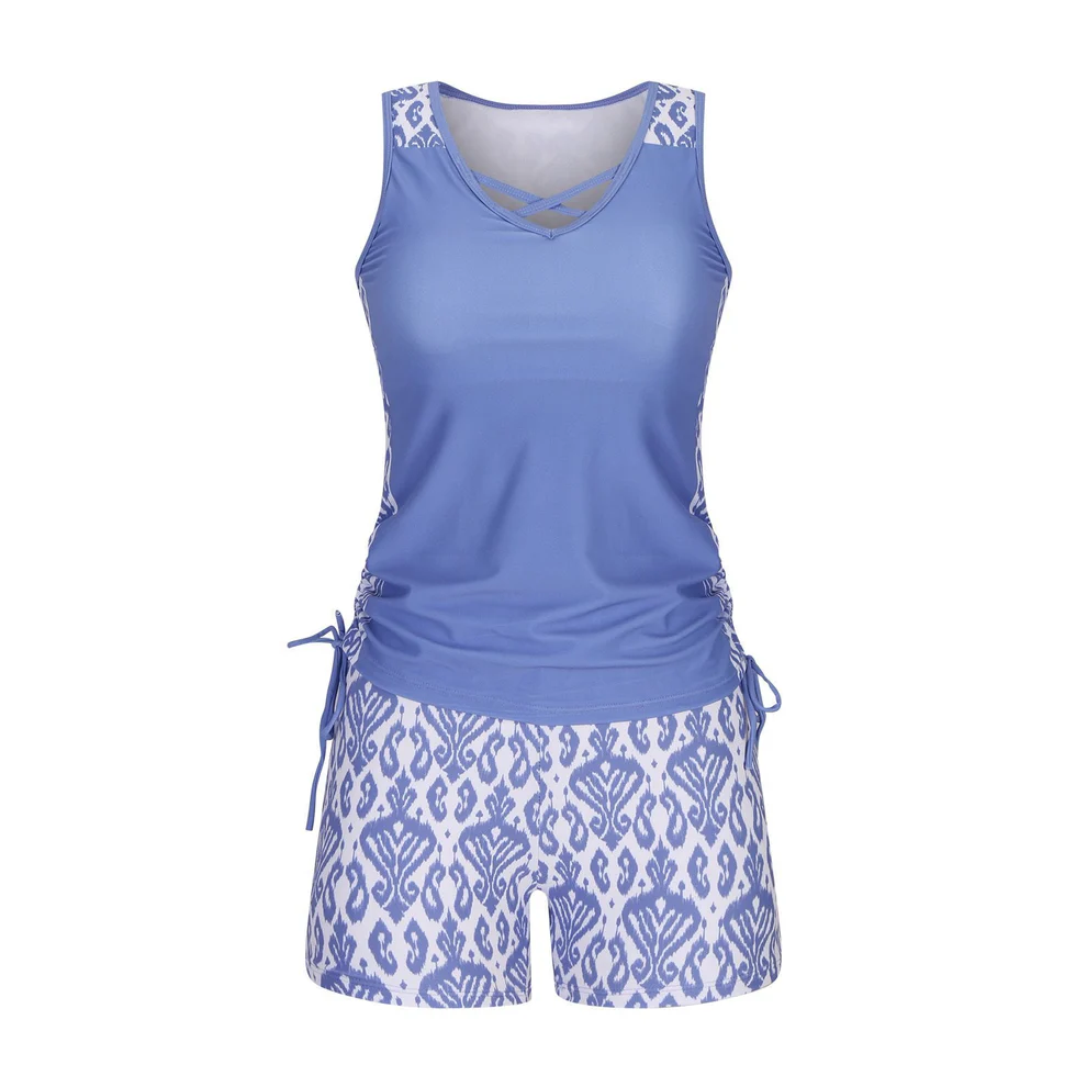 ⏰LAST DAY 50% OFF - Miraclesuit Women's Tummy Control Tankini Set with Built-In Bra – Flattering Boho Swimwear with Shorts