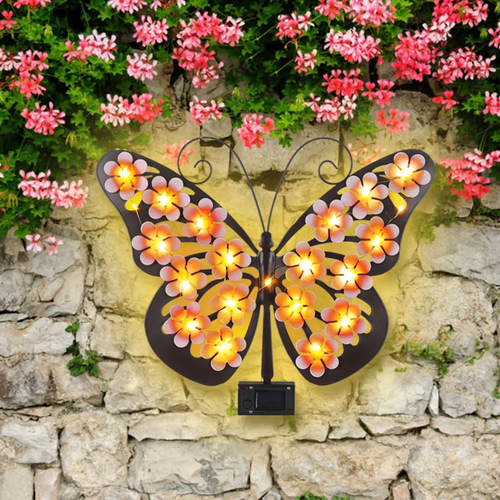 Solar Lights Outdoor Metal Butterfly Wall Decor