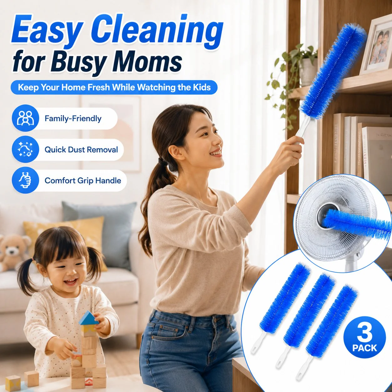 Fan cleaning brush
